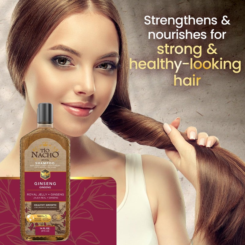 Tio Nacho Ginseng Shampoo with Royal Jelly, Herbal Hair Growth Shampoo for Stronger, Healthier Hair, Ginseng and Natural Extracts for Nourished and Revitalized Hair, 14 fl oz - Image 3