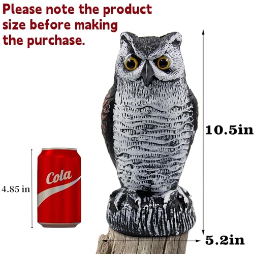 Hausse 2 Pack Fake Horned Owl Bird Scarecrow Decoy 10.5 Inch Height, Plastic Deterrents, Halloween Decoration, Nature Enemy Pest Repellent for Outdoor Garden Yard - Image 2