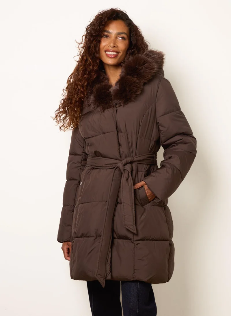 بلو فانيلا Pelted Faux Fur Short Puffer