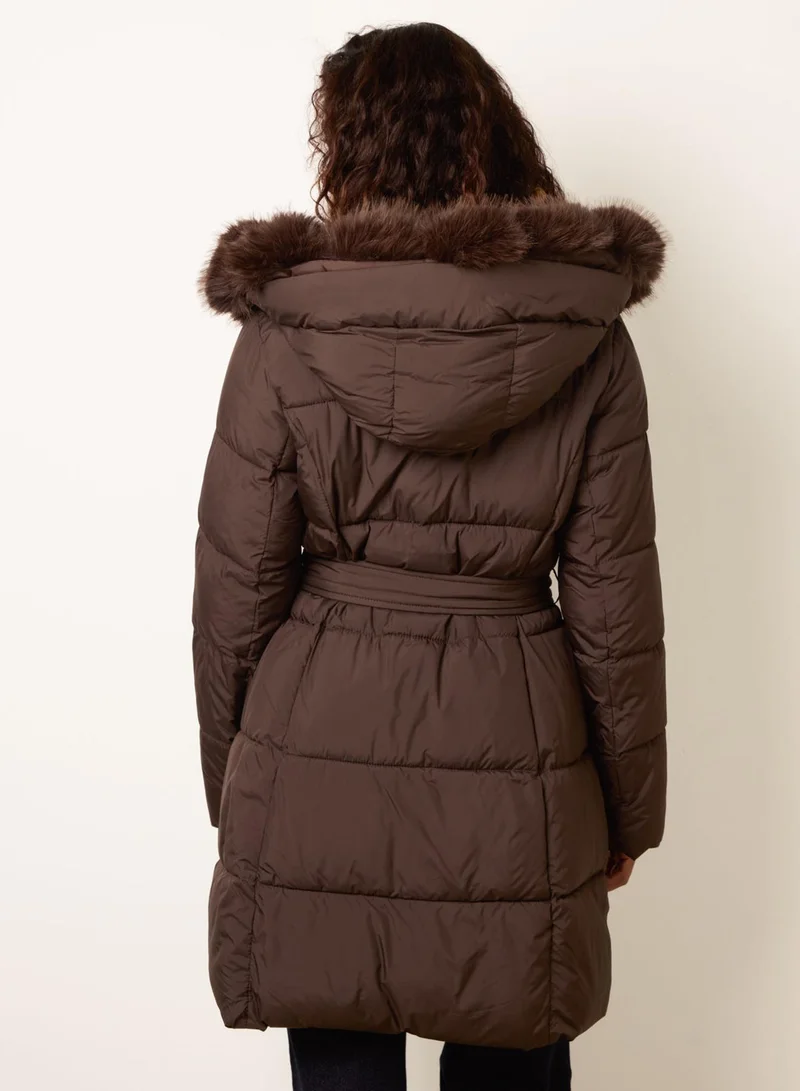 بلو فانيلا Pelted Faux Fur Short Puffer