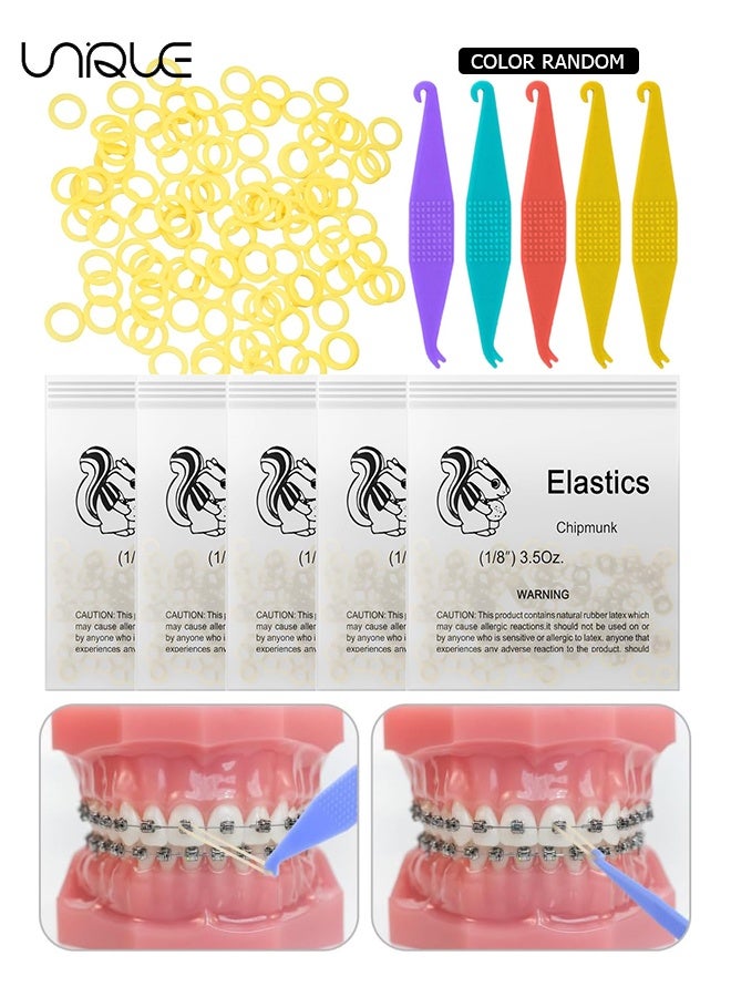 Unique 500 Pcs Orthodontic Elastic Rubber Bands - 3.5 Oz 1/8" Size Heavy Dental Rubber Traction Bands - 5 Rubber Band Positioners for Teeth Gap, Braces, Dog Grooming Top Knots, Bows, Braids, Tooth Gaps, and Dreadlocks（Squirrel） - Image 1