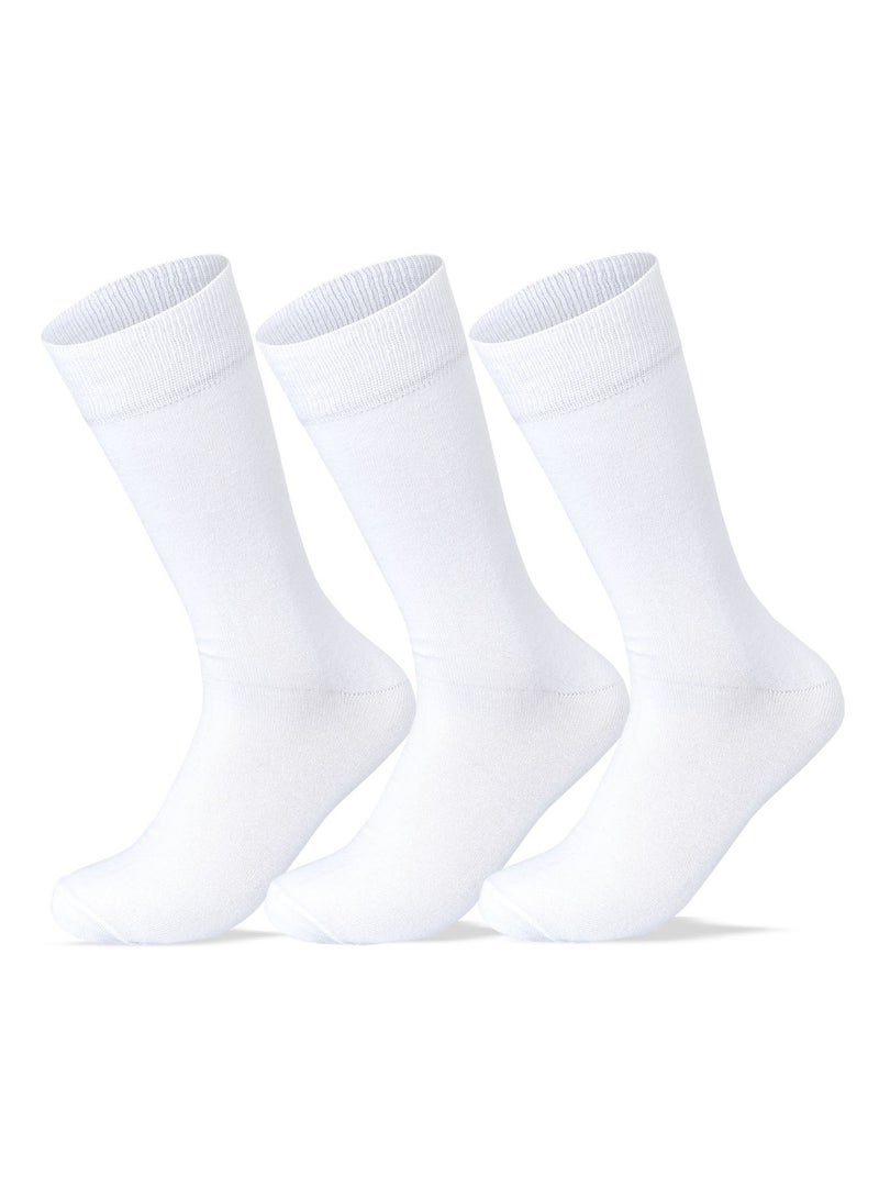 SAM SOCKS Men Set of 3 Classic Socks Plain White  - Image 1