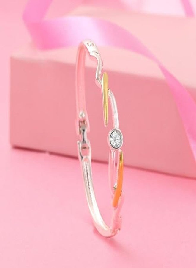 استيل سوار إستيل فاشن مطلي بالذهب بتصميم ملتوي ولامع مصنوع من سبيكة النحاس ومرصع بالكريستال للنساء - Image 3