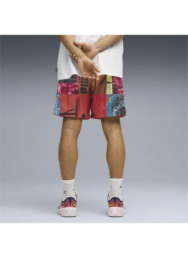 Puma PUMA Black-CMYK-AOP Hooptopia Reversible 7" Shorts Men for Men | Best Price UAE