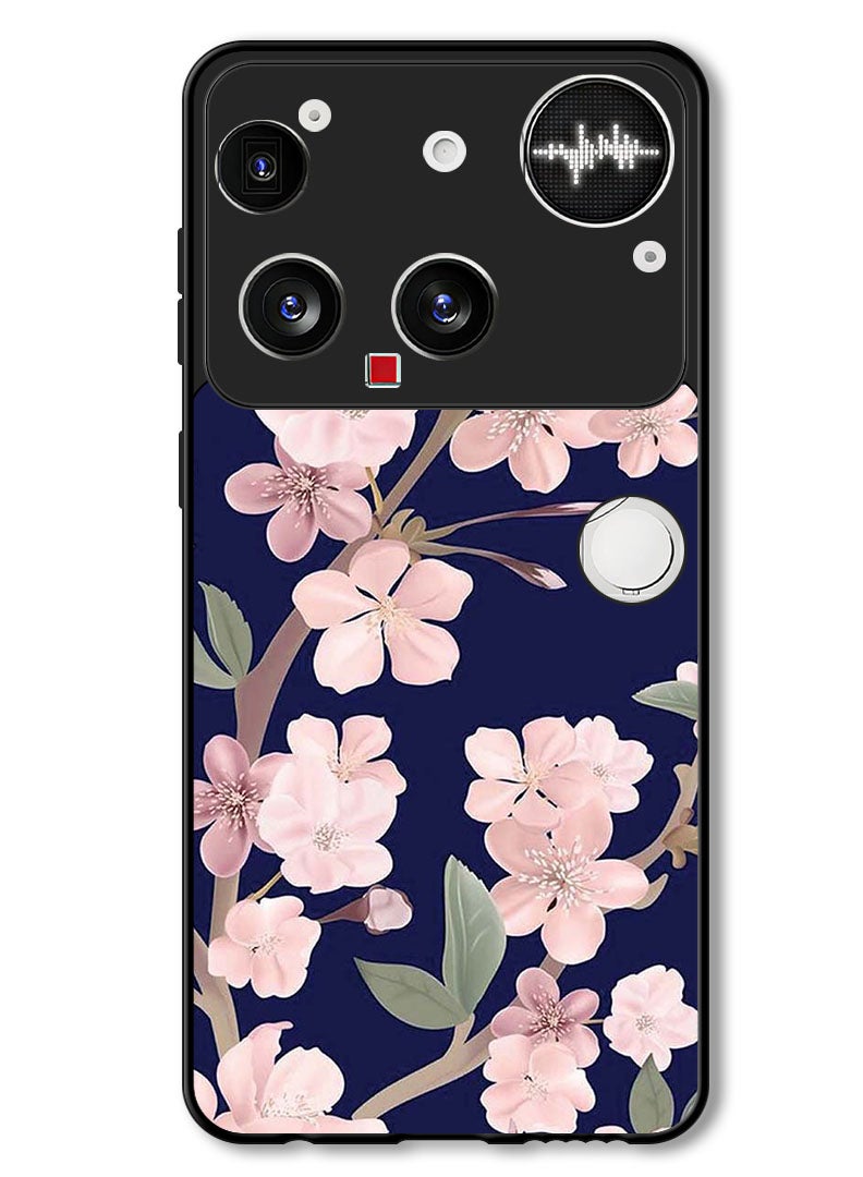 Theodor Case Compatible with Nothing Phone (3) 6.67 Inch Protection Shockproof Bumper Cover Pink Flowers In Blue Background - Image 1