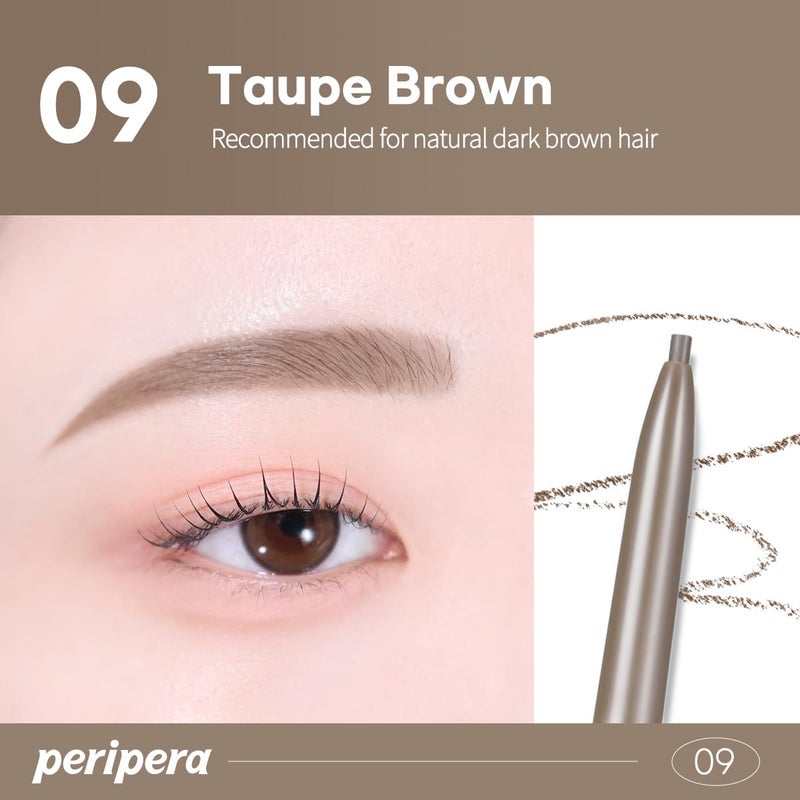 PERIPERA Speedy Skinny Brow (09 Taupe Brown),1.5mm Precise Eyebrow Pencil, Dual-Sided Fine Tip Shades, Define Fills Brow Make up, K Beauty, Korean Make-up - Image 5