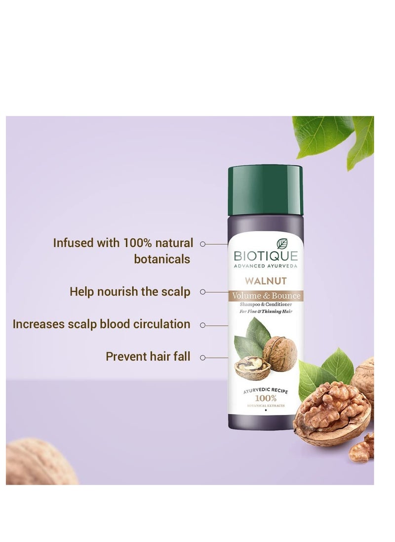 Biotique Walnut Volume & Bounce Shampoo & Conditioner For Fine & Thinning Hair 190ml  - Image 3