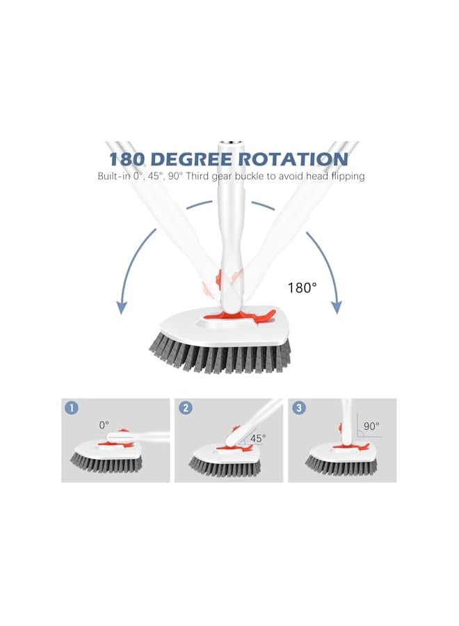 PROMASS Floor Scrub Brush, 3-In-1 Tile Tub Floor Scrubber with 52-inch Adjustable Long Handle Shower Cleaner Brush and 3 Detachable Replacement Brush Heads for Cleaning Bathroom Kitchen Walls Tub Tile - Image 3