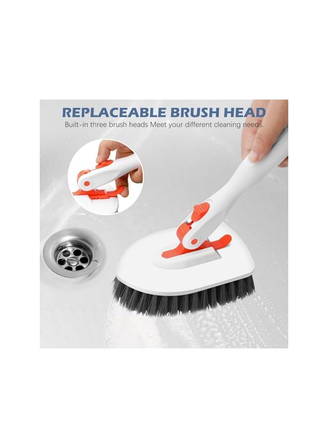 PROMASS Floor Scrub Brush, 3-In-1 Tile Tub Floor Scrubber with 52-inch Adjustable Long Handle Shower Cleaner Brush and 3 Detachable Replacement Brush Heads for Cleaning Bathroom Kitchen Walls Tub Tile - Image 4