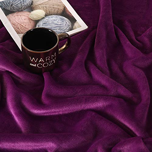 TASTHROW Large Flannel Fleece Throw Blanket, 50×70 Inch - Cozy Lightweight Thick Blanket - All Seasons Suitable for Women, Men and Kids (Purple) - Image 3