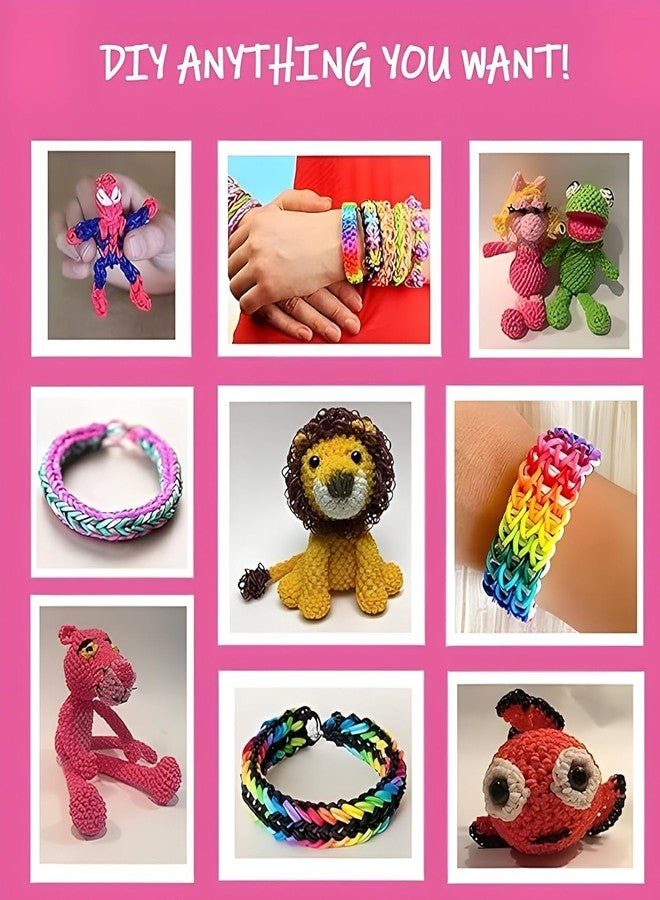 KRYTONE�.Fx Rainbow Color Rubber Bands DIY Set, Bracelet Making Kit for Girls/Women Include Rubber Bands, Hooks, Clips Loom Band Kit (Flower Shape) - Image 5