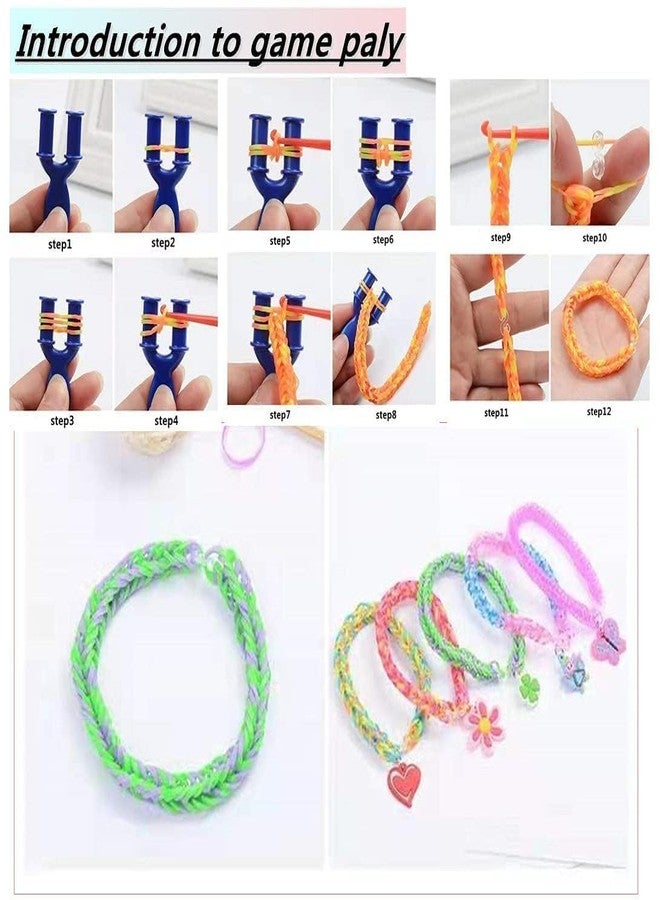 KRYTONE�.Fx Rainbow Color Rubber Bands DIY Set, Bracelet Making Kit for Girls/Women Include Rubber Bands, Hooks, Clips Loom Band Kit (Flower Shape) - Image 3