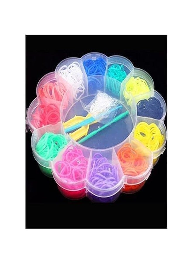 KRYTONE�.Fx Rainbow Color Rubber Bands DIY Set, Bracelet Making Kit for Girls/Women Include Rubber Bands, Hooks, Clips Loom Band Kit (Flower Shape) - Image 1