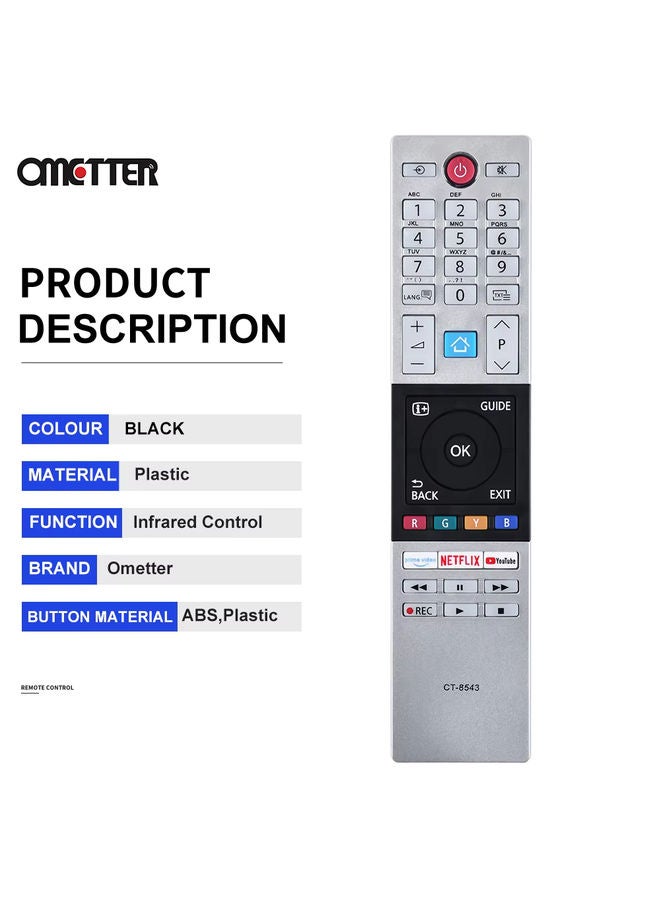 OMETTER NEW For Toshiba HDTV TV Remote Control CT-8543 CT-8528 CT-8541 CT-8533 40L2863DG 32L3963DA 65U6863DG 32L3866DG - Image 3