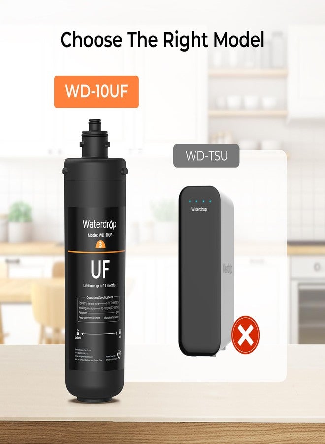 ووتر دروب فلتر مياه Waterdrop 10UF تحت الحوض، بديل لنظام فلتر المياه Waterdrop WD-TSA-UF فائق الترشيح ثلاثي المراحل تحت الحوض، عبوة واحدة - Image 2