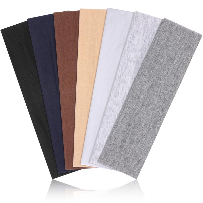 DiyJibb Headbands for Women, Stretchy Non Slip Soft Cotton Cloth Hair Bands for Sports, Workout, Yoga and Running, 7pcs - Image 1