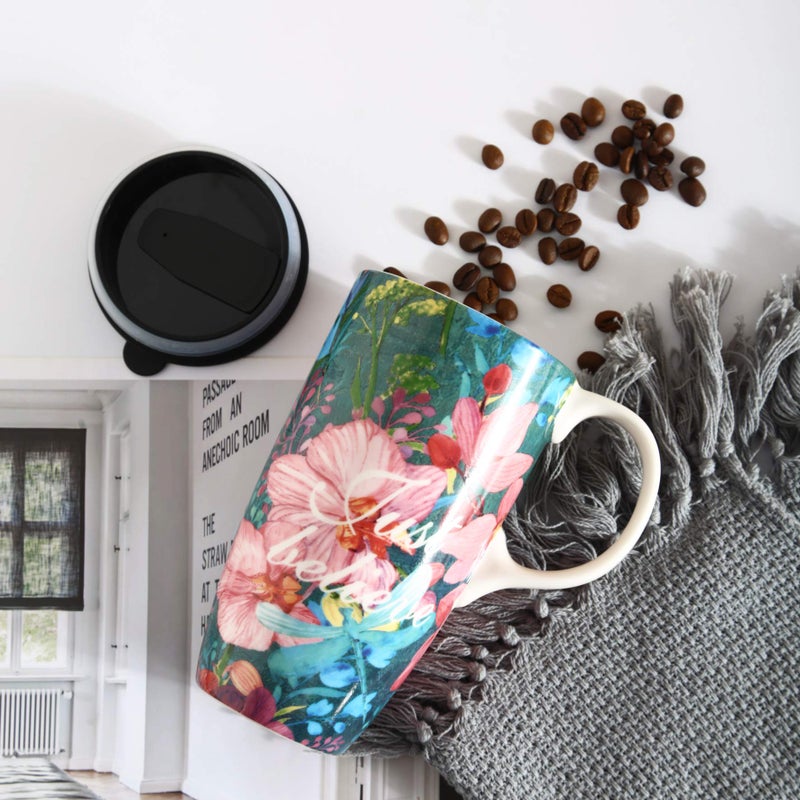 Topadorn Ceramic Coffee Cup Tall Ceramic Mug 17 Oz. With Lid And Color Box. Just Believe - Image 4