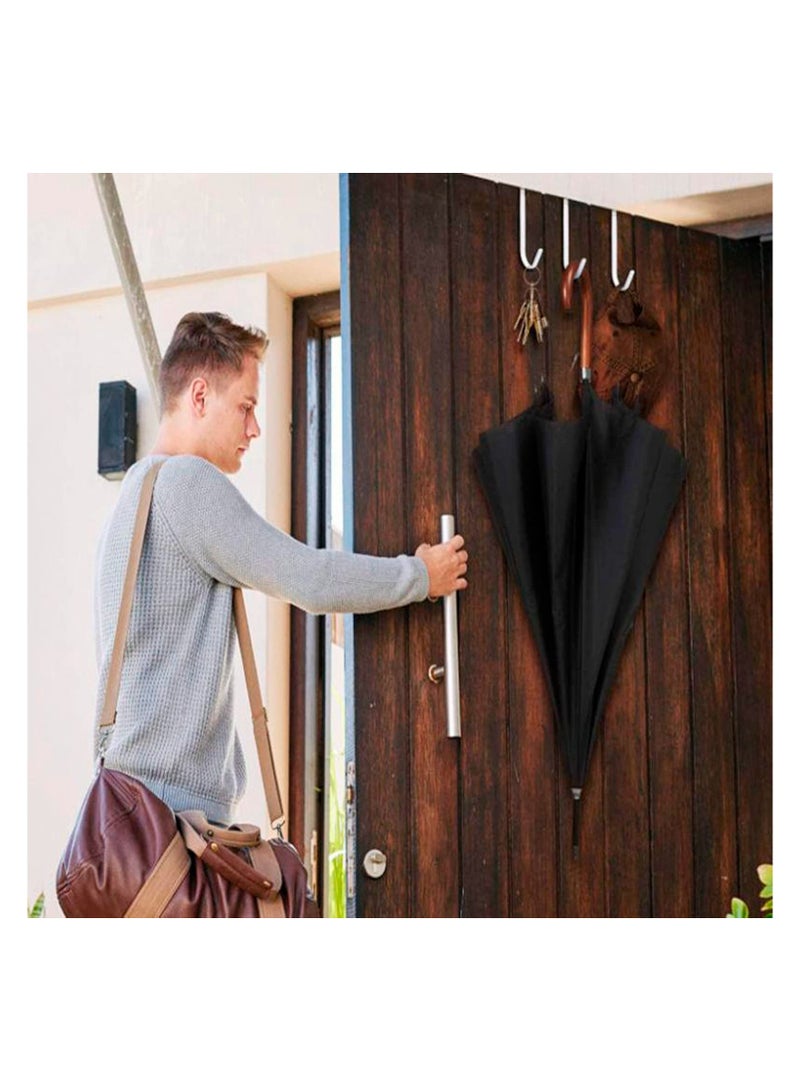 4 Packs over the Door Hooks, Single Hooks Hanger Metal for Hanging Towel, Coats, Clothes, Hats, Bags, Over the Door Hangers with Soft Rubber Surface Prevents Scratches (White)