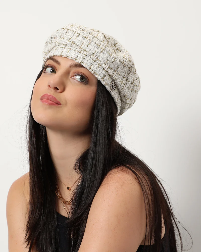Haute Sauce Stylish White Textured Hat