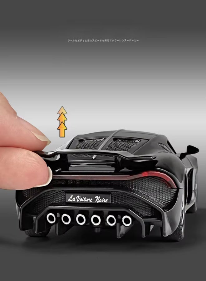 1:32 Simulation with acousto-optic pull-back function alloy car model ornament (black) - Image 5