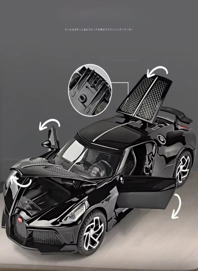 1:32 Simulation with acousto-optic pull-back function alloy car model ornament (black) - Image 4