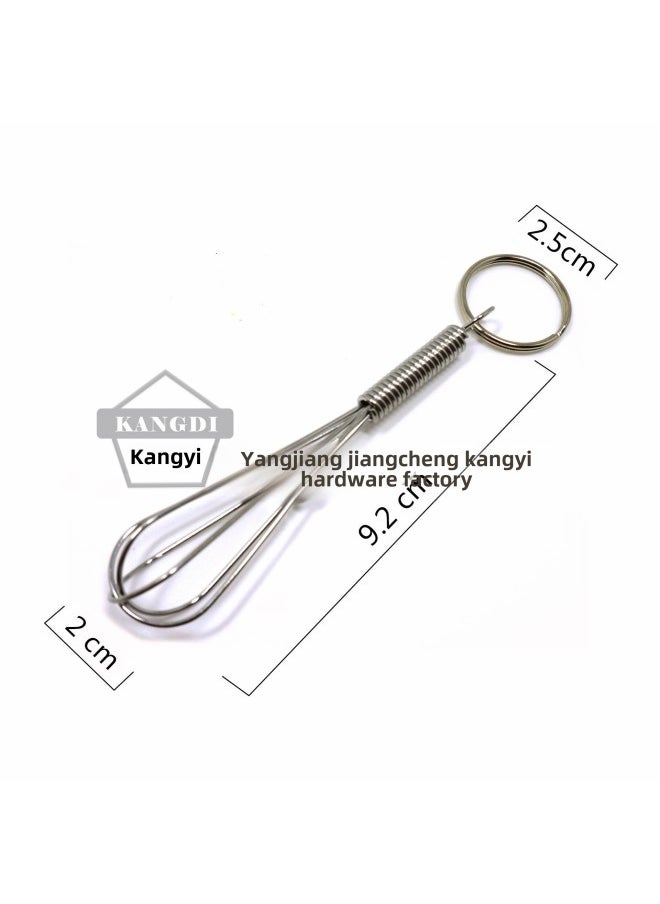 Generic - For Spring Egg Beater Egg Mixer Full Size Mini Keychain Manual Egg Beater Gold Silver-Color:Silver With Keychain 9.2cm - Image 1