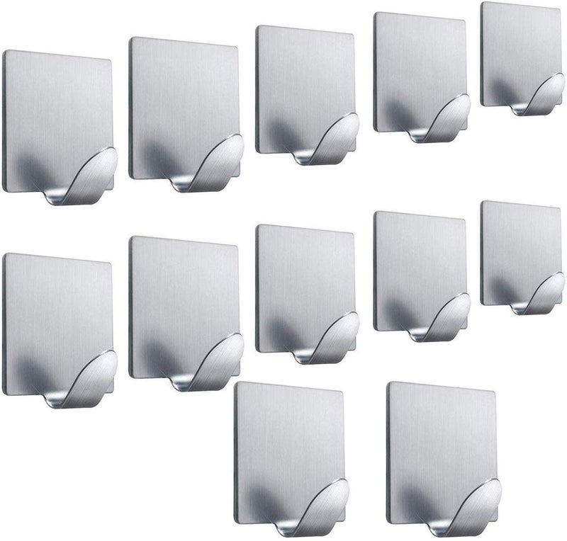 AmigozZ Multipurpose Stainless Steel Square Hooks for Wall self Adhesive 12 Small Multicolour - Image 1