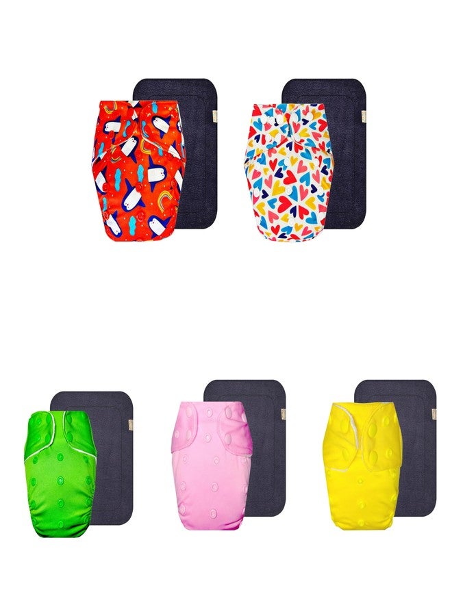 حفاضات دمبلدو القماشية الممتازة مع حشوة رمادية (عبوة من 5) | مضادة للحساسية | تسمح بمرور الهواء | سهلة التنظيف | موثوق بها من قبل الأمهات | من 3 أشهر إلى 3 سنوات | مناسبة للجنسين - Image 1