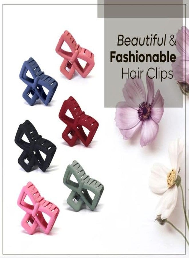 FREEBIES Multi Colour Matte Bow Shaped Hair Claw Clips For Women Girls, Hair Clips, Medium Claw Hair Clip, Matte Damroo Clips For All Types Of Hair (Pack OF 8) - Image 3