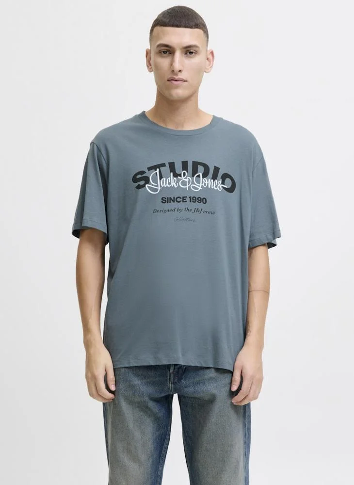 JACK & JONES Text Print Regular Fit T-Shirt