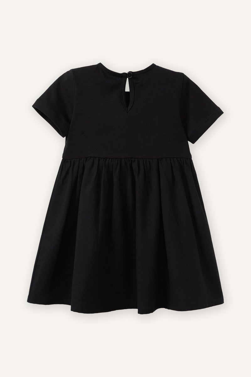 ديفاكتو فستان بيبي بناتي منقوش بياقة مستديرة - Image 3