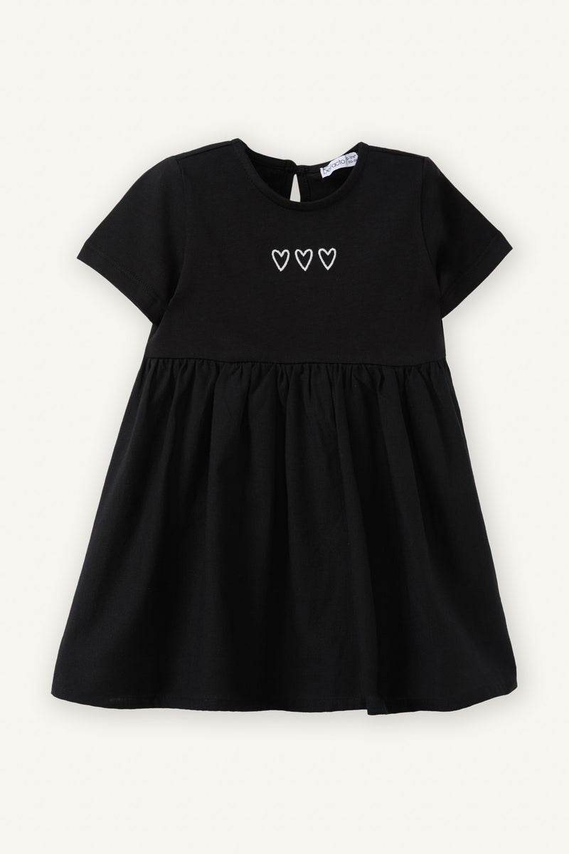 ديفاكتو فستان بيبي بناتي منقوش بياقة مستديرة - Image 1