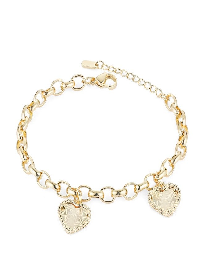 HZMAN Love Heart Tennis Bracelet for Women, Delicate & Lightweight Brass Chain Bangle, 8.1 Inch Romantic Jewelry Gift - Image 1