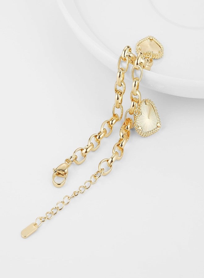 HZMAN Love Heart Tennis Bracelet for Women, Delicate & Lightweight Brass Chain Bangle, 8.1 Inch Romantic Jewelry Gift - Image 5