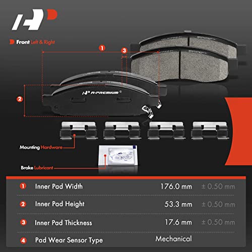 A-Premium Front Ceramic Disc Brake Pads Set Compatible with Select Infiniti and Nissan Models - Armada 2005-2006, Pathfinder Armada 2004, Titan 2004-2007, QX56 2004-2006, with Hardware, 4 Pcs - Image 5