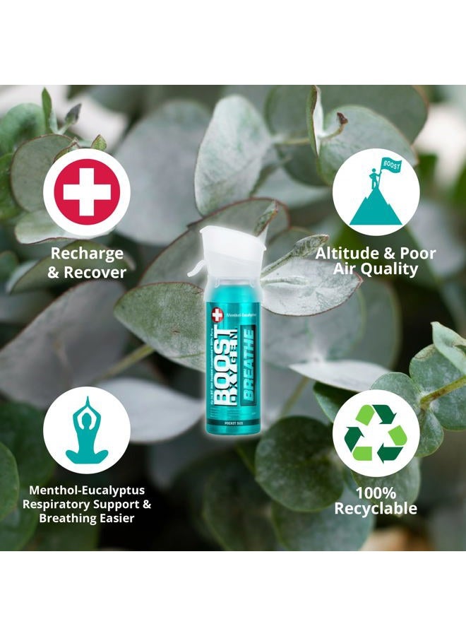 BOOST OXYGEN Pocket Size Breathe Menthol-Eucalyptus Aroma 3L Canister | Respiratory Support for Altitude, Performance & Health (3 Pack) - Image 3