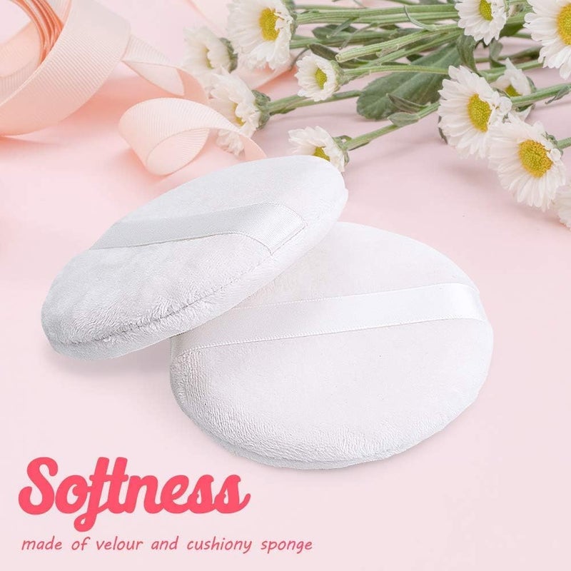 Calitate24 Large Powder Puff for Face Powder, Ultra Soft Powder Puff Washable Loose Powder Puff Round Blending Sponge Puff Setting Powder Puff Body Powder Puff for Face Makeup Loose Powder Foundation, Pack of 3 - Image 3