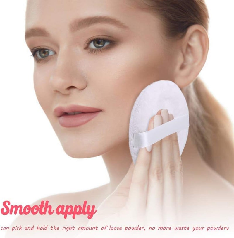 Calitate24 Large Powder Puff for Face Powder, Ultra Soft Powder Puff Washable Loose Powder Puff Round Blending Sponge Puff Setting Powder Puff Body Powder Puff for Face Makeup Loose Powder Foundation, Pack of 3 - Image 5