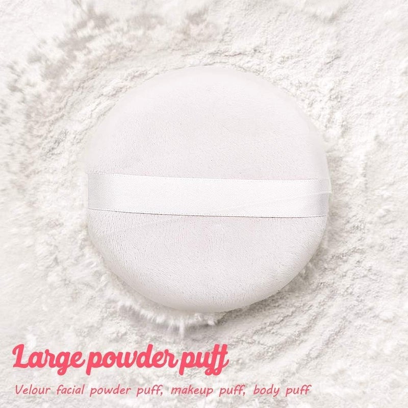 Calitate24 Large Powder Puff for Face Powder, Ultra Soft Powder Puff Washable Loose Powder Puff Round Blending Sponge Puff Setting Powder Puff Body Powder Puff for Face Makeup Loose Powder Foundation, Pack of 3 - Image 4