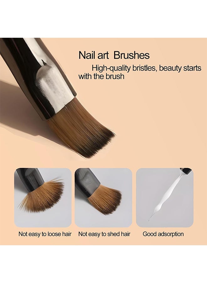 9pcs Nail Art Brushes Set, Acrylic Nail Brush, Nail Art Design Pen Painting Tools with Nail Extension Gel Brush, Builder Nail Gel Brush, Nail Dotting Pen Salon at Home Diy Manicure - Image 4