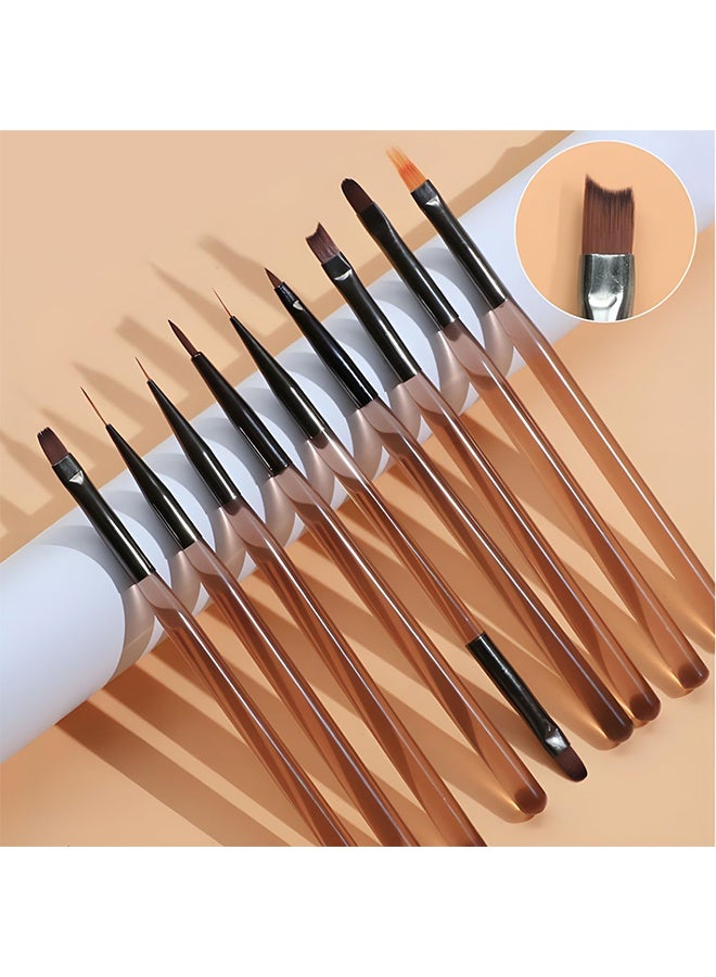 9pcs Nail Art Brushes Set, Acrylic Nail Brush, Nail Art Design Pen Painting Tools with Nail Extension Gel Brush, Builder Nail Gel Brush, Nail Dotting Pen Salon at Home Diy Manicure - Image 1
