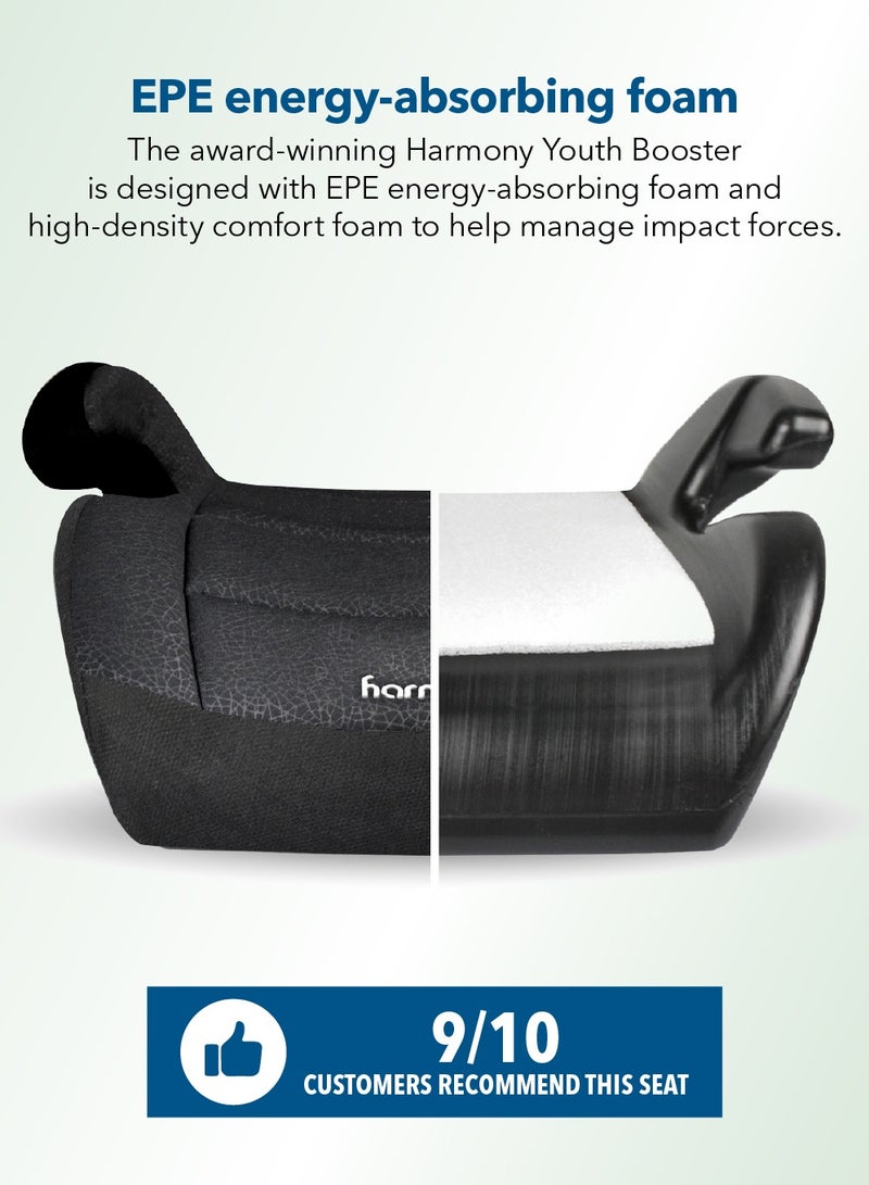 Harmony Youth Booster Car Seat â€“ Granite | Belt-Positioning Booster | 40â€“100 lbs | V-Shape Design | 3-Across Seating | Shoulder Belt Guide - Image 4