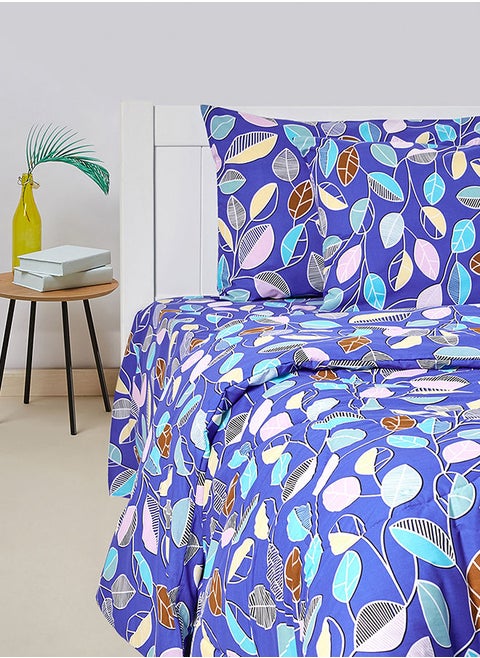 3-Piece Multi Leaf Printed Design 180 TC Ploy Cotton Single Comforter Set