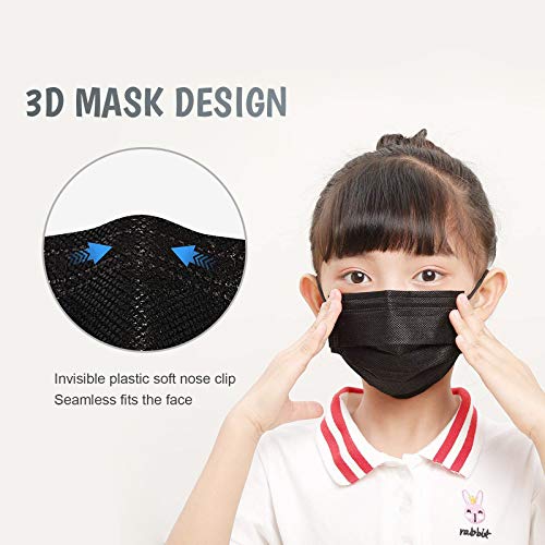 Taimu TM Non-Woven Fabric Disposable Masks for Protection, Breathable & Cute Facemasks for Children (Black, Without Valve, Pack of 50) for Kids - Image 4