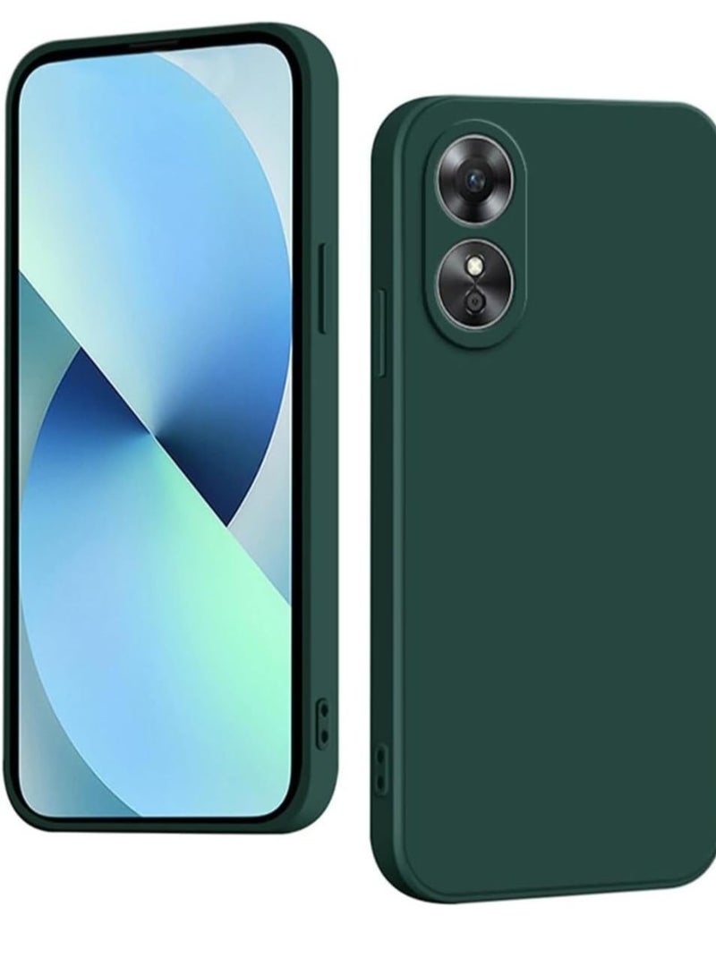 حافظة سيليكون لهاتف أوبو A58 4G – واقي مطاطي سائل مع بطانة ميكروفايبر ناعمة، غلاف صلب رفيع مضاد للصدمات (أخضر) - Image 1