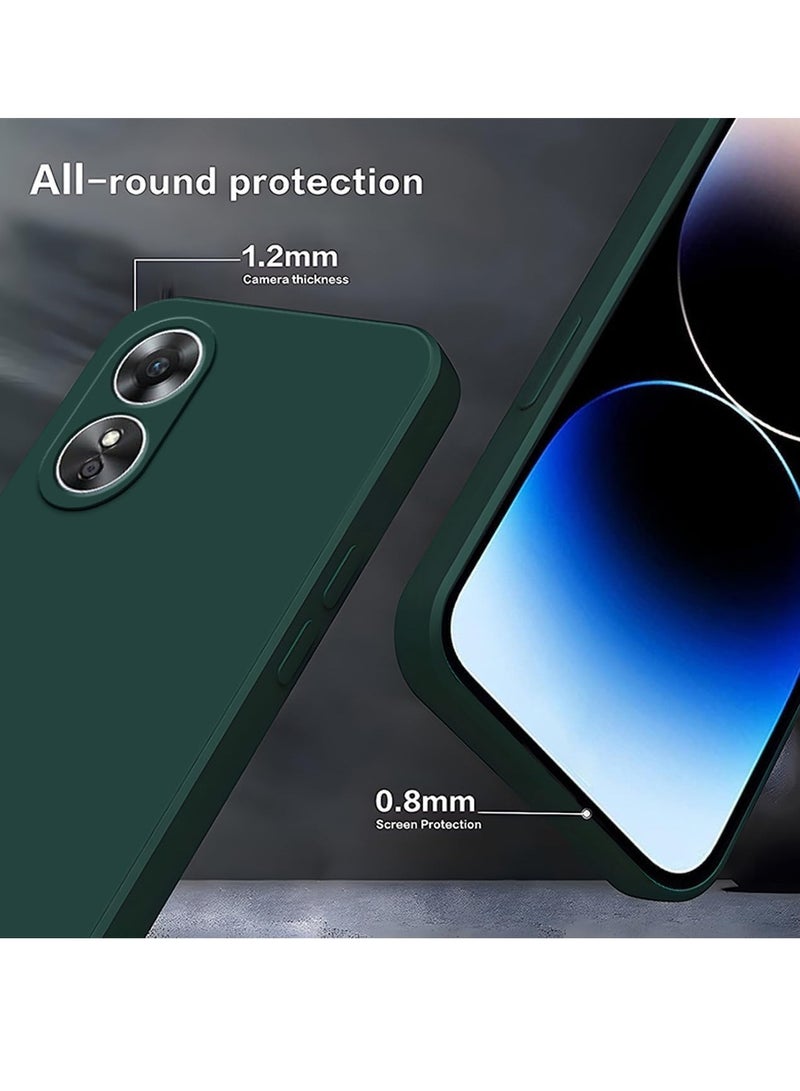 حافظة سيليكون لهاتف أوبو A58 4G – واقي مطاطي سائل مع بطانة ميكروفايبر ناعمة، غلاف صلب رفيع مضاد للصدمات (أخضر) - Image 4