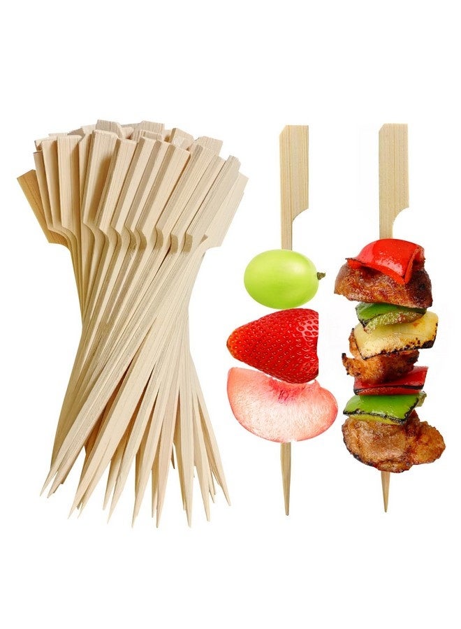 Beauenty 200 PCS Bamboo Skewers for Appetizers, 12cm Toothpicks, Picks for Drinks, Fruit Kababs, Sausage, Barbecue Snacks, Natural Wooden Paddle Skewer Mini Food Sticks, Charcuterie Accessories - Image 1
