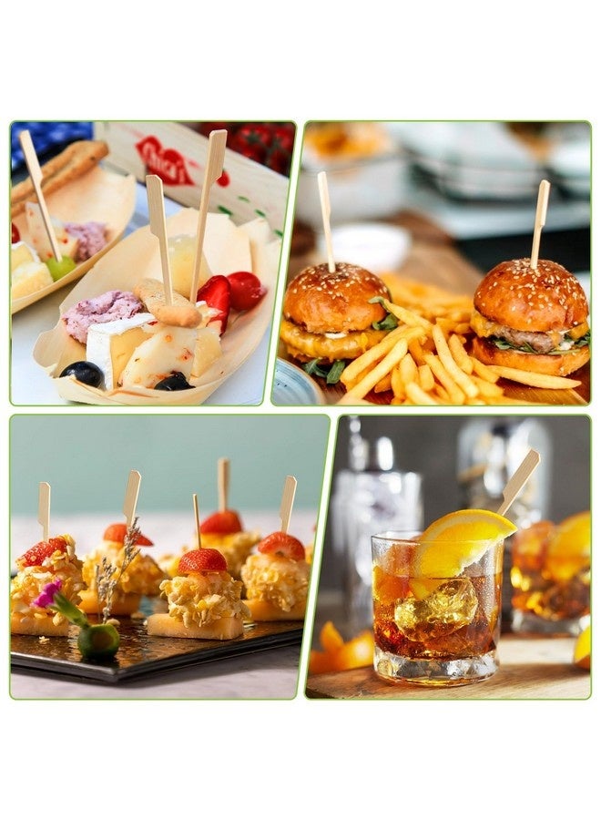 Beauenty 200 PCS Bamboo Skewers for Appetizers, 12cm Toothpicks, Picks for Drinks, Fruit Kababs, Sausage, Barbecue Snacks, Natural Wooden Paddle Skewer Mini Food Sticks, Charcuterie Accessories - Image 3
