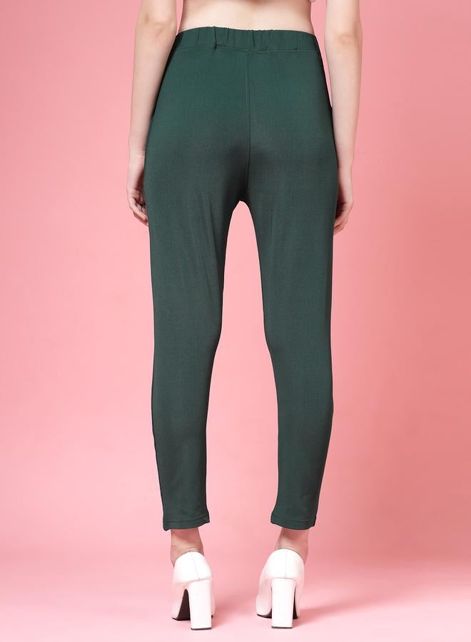 PAUSE PAUSE Women Green Solid High-Rise Cropped Skinny Pants - Image 4