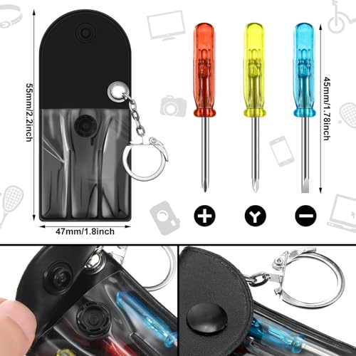 Saysurey 48 Pcs Mini Screwdriver Tape Keychain Set Multitool Pen Card Fathers Gifts Bulk Mini Tool Set for Adult Men Dad YellowBlack - Image 3